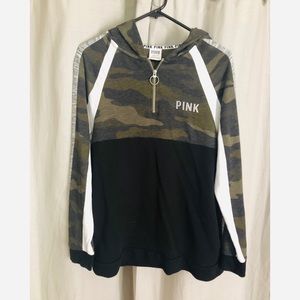 PINK Quarter-Zip Camo Hoodie
